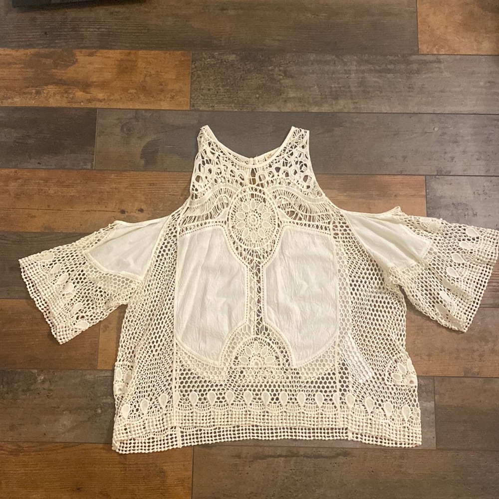 Crochet open shoulder top hollister